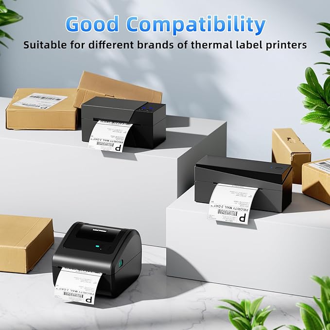 Omezizy 4x6 Thermal Labels, Pack of 100 4x6 Fold Thermal Labels - Compatible with JADENS, ASprink, Phomemo, Rollo, Zebra, Omezizy and Other Thermal Printers