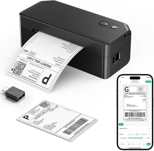 SVANTTO Bluetooth Thermal Label Printer, 4x6 Shipping Label Printer for Small Business, Compatible with iOS, Android, Windows, Mac, Amazon, Shopify, USPS, UPS, Etsy, Black