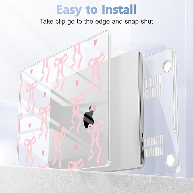 Lepeoac Case for 2026/2025/2024/2023 MacBook Air 15-inch Laptop Release M5 A3448 /M4 A3241 /M3 A3114 /M2 A2941, Stylish Protective Hard Shell Cover for MacBook Air 15.3 inch, Bow