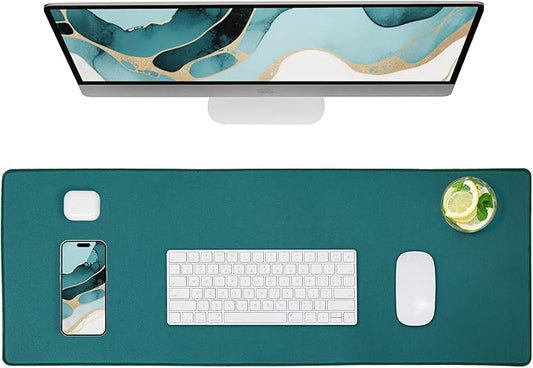 ALOANES Green Waterproof Desk Mat, Large Mouse Pad with Extended Mouse Mat, with Anti Slip Base, Stitched Edge, Grain Jacquard Surface, Perfect for Gamer, Office& Home 3XL(35.43"x15.74"x0.12")