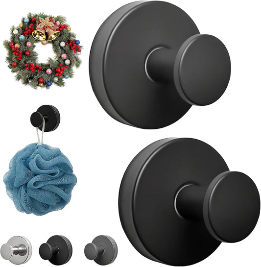 Skiennix Wreath Hangers - Durable Metal Suction Cup Hooks | 2 Pack for Front Door & Bathroom Use