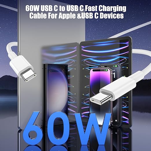 LOFPYE 3-Pack [3.3FT+6.6FT+10FT] 60W USB C to USB C Cable, Type C to Type C Cable,Fast Charging Cable for iPhone 17 16 15 Pro Plus Pro Max Air，for Galaxy S25, for iPad, for MacBook and More