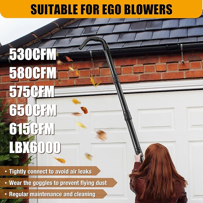 Zipcase Gutter Cleaning Kit - 9.25 ft Safe, with 360Â° Adjustable Nozzle, Ground-Level Leaf Blower Gutter Attachment Compatible with EGO 530CFM / 580CFM / 575CFM / 650CFM/ 615CFM/LBX6000 Leaf Blowers