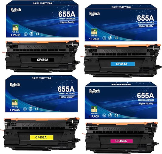 655A Toner Cartridge,Replacement for HP 655 A CF450A for HP Color LaserJet Enterprise M652 M653 M652n M652 M653dn M653x M653,Black Cyan Yellow Magenta,4 Pack