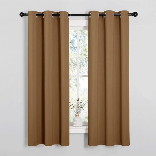 NICETOWN Blackout Curtains - Noise Reducing & Draft Blocking | 63-Inch Length, Gold Brown (2 Panels)
