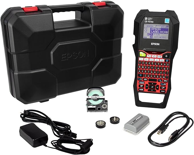 LABELWORKS Epson LW-PX700PCD Industrial Label Maker Kit - Complete Bundle with Accessories, Compatible with Large Variety of Tape Types, Portable Handheld Label Printer, Labels