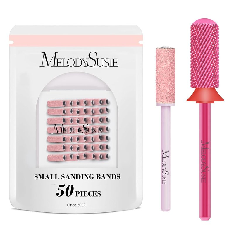 MelodySusie Nail Drill Bits - 50 Pcs Small Sanding Bands with 3.1mm Mandrel & Smooth Round Top | Carbide Small Barrel Bit