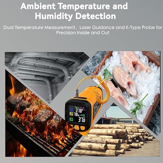 MOONASCEND Infrared Thermometer Temperature Gun -58°F to 1796°F, 50:1 Dual-Mode Temp Guns with K-Type Thermocouple for Internal Readings, HVAC Contactless Lazer IR Thermometers for Home & Industry