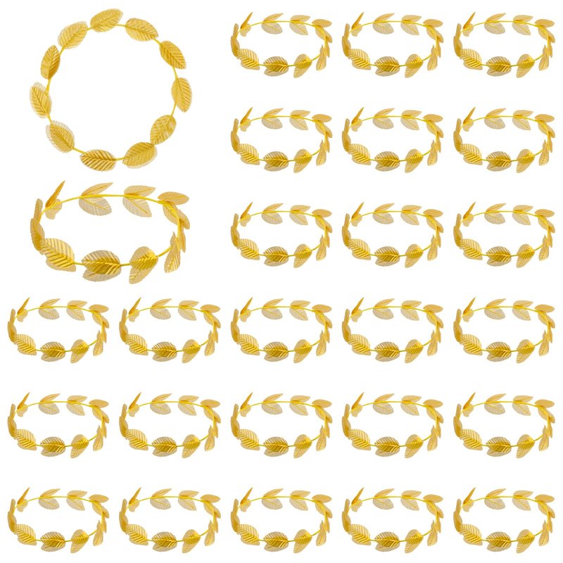 24Pcs Roman Laurel Toga Head Wreath Goddess Headpiece Circlet 7.3 Inches in Diameter Gold Leaf Crown Golden Greek Emperor Crown Toga Headwear