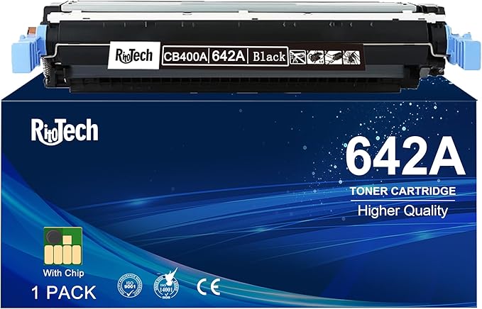 RitoTech 642A Black Toner Cartridge, Compatible for HP 642 A CB400A for HP Color LaserJet CP4005 Series CP4005DN CP4005N Printer, 1 Pack, Up to 7,500 Pages