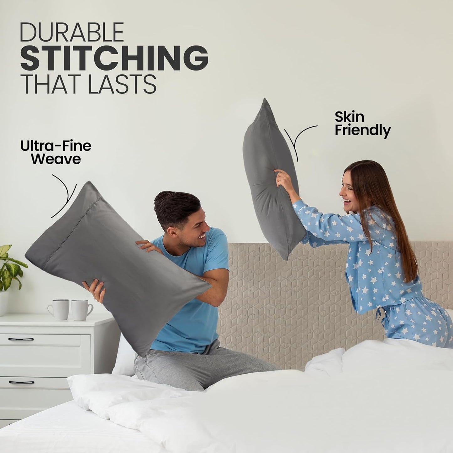Utopia Bedding Pillow Cases - Soft Brushed Microfiber, 2-Pack | Oeko-TEX Certified, 20x26 Inches (Grey)