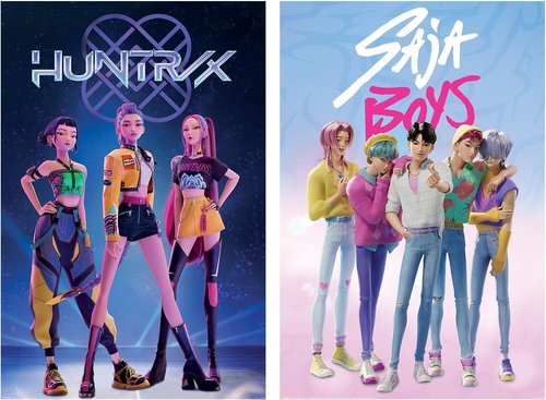 Huntrix K-Pop Demon Hunters Poster Set - 2 Unframed Movie Posters (24" x 36" Each)