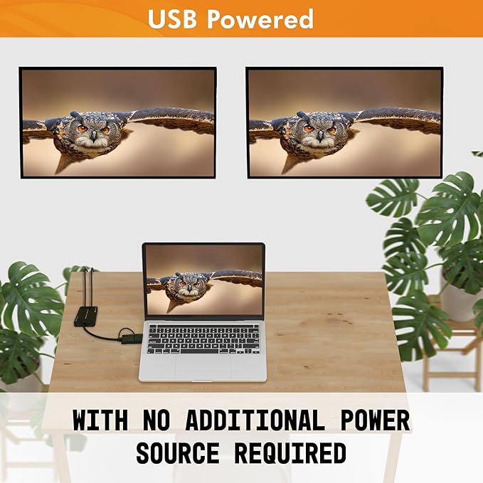 J-Tech Digital USB 3.0 (Type A/C) to Dual HDMI 4K 30Hz & 1080P 60Hz Display Adapter | Features USB-A or USB-C Inputs, USB Powered, Mirror, Extend, Rotation, Clamshell Modes [JTD-USB-2HDMI]