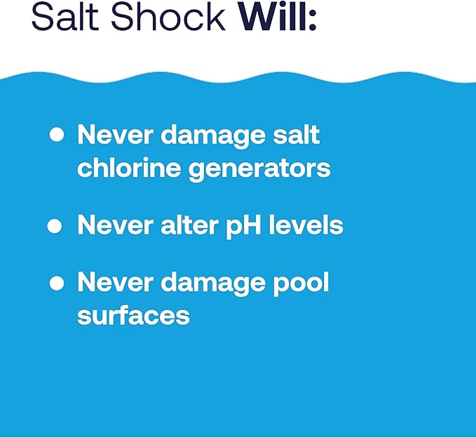 HTH 52047 Swimming Pool Care Salt Shock, Stabilized Chlorinator, 1 dose Treats 10000 gallons, 5x12oz Packets