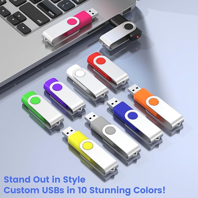 ABLAZE Customized 2GB Flash Drive 100 Pack, Personalized USB 2.0 Memory Stick Custom Thumb Drives Pendrive U Disk for Data Storage (Mixcolors)