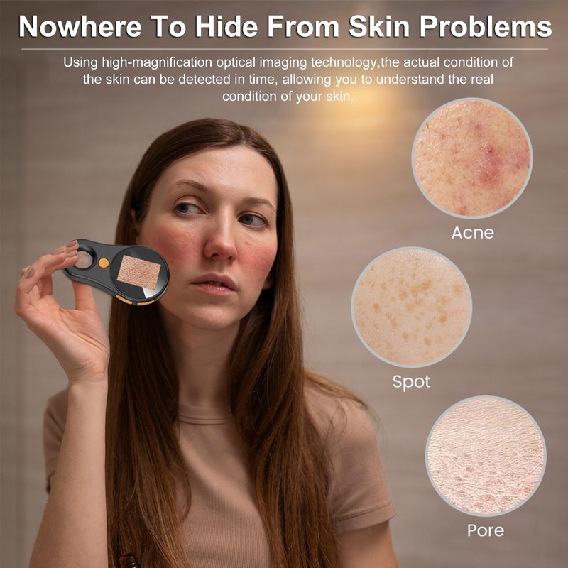 JBMBHC Handheld Dermatoscope Skin Analyzer Machine, Wireless Portable Digital Microscope with 1080P IPS Screen 8 LEDs, 500X Magnifier, for Scalp/Hair Trichomes Facial Skin Dermatoscope