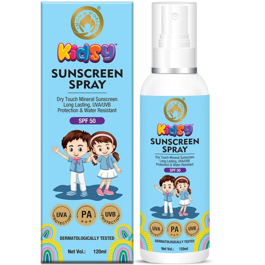 Mom & World Mineral Based Kids Sunscreen Spray SPF 50, Water Resistant, UVA/UVB PA+++, 120ml - Safe for Baby and Kids