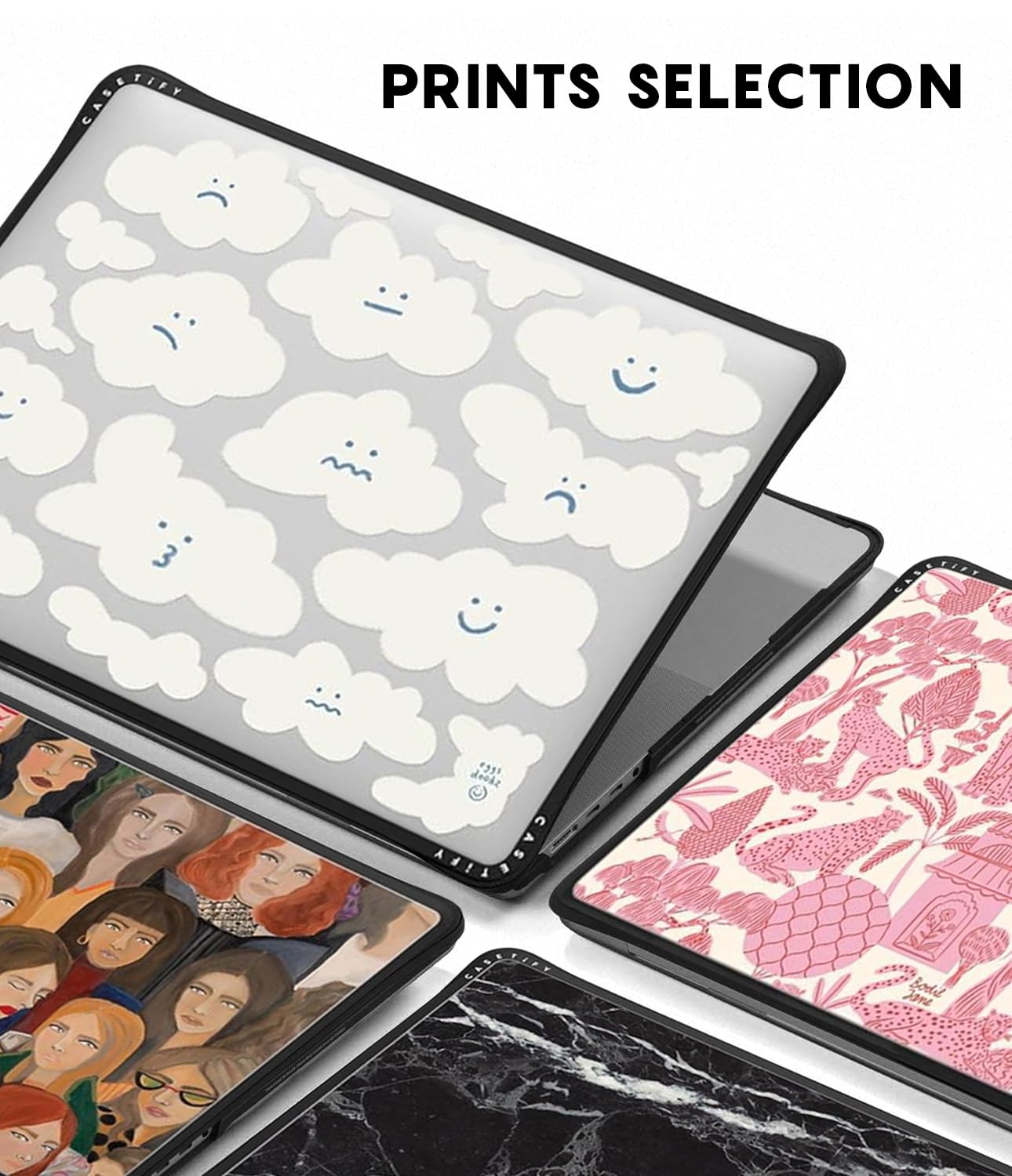 CASETiFY Impact MacBook Air 13.6" (M2-M5) Case [Cushioned Impact Corners/Scratch-Resistant/Anti-Slip Grip] - Nantucket Blue Hydrangeas - Clear Black