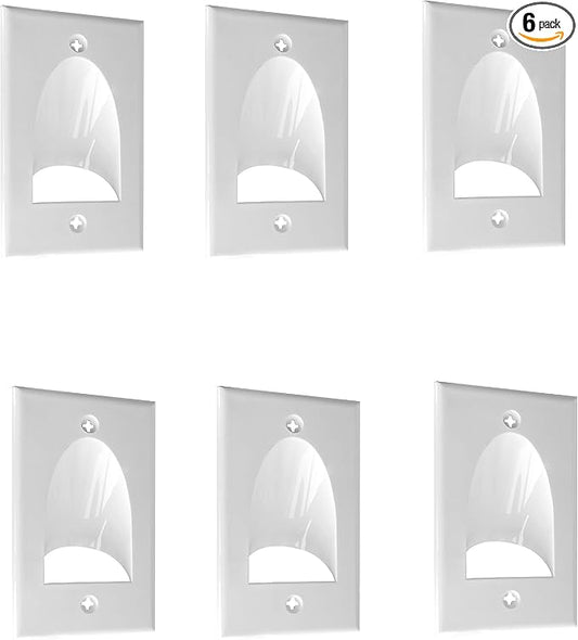 BestMounts - 6 Pack Inner Nose Behind Wall Cable Management TV Cord Hider for Wall Mounted TV - Single Gang Low Voltage Recessed Wall Plates Cable Pass Through for Wires, HDTV, HDMI (White)