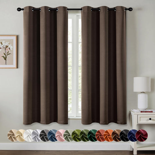 MIULEE Chocolate Brown Blackout Curtains - Thermal Insulated Room Darkening Drapes | 40 x 45 Inches, 2 Panels