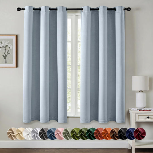 MIULEE Light Blue Blackout Curtains - Thermal Insulated Room Darkening Drapes, 54 Inches Long, 2 Panels