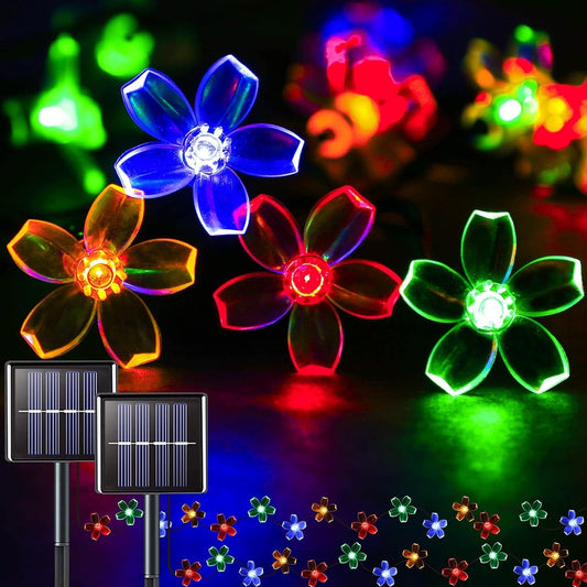 Suddus Solar String Lights - 100 LED Flower Design | 2 Pack for Outdoor Decor, Garden & Patio