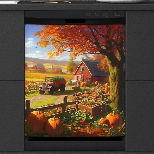 Autumn Golden Farm Dishwasher Magnet Cover for The Front Magnetic Dishwasher Door Covers Dish Washer Sticker Wrap Home Decorative Appliances Panel Decal Kitchen Decor 23" x 26" (Magnetic)