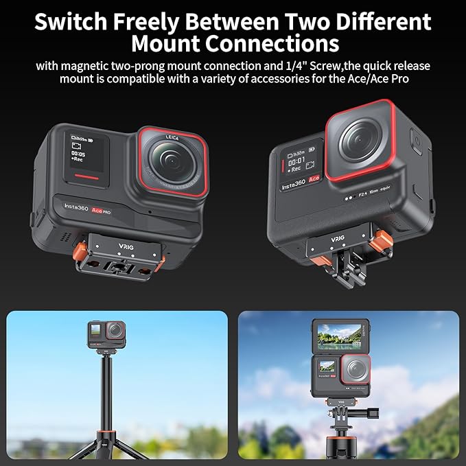 VRIG Magnetic Base for Insta360 Ace/Ace Pro Magnetic Quick Release Adapter Tripod Adapter Mount with Ace Pro 2/ X5/ X4 Air/ X4/ X3/ X2/ ONE RS