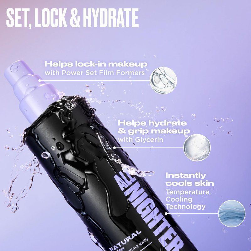 Urban Decay All Nighter Waterproof Makeup Setting Spray Travel Mini Set - Gifts for Her, Stocking Stuffers -Natural Finish, Up to 24HR Wear, Ultra-Fine Facial Mist, Foundation Face Primer