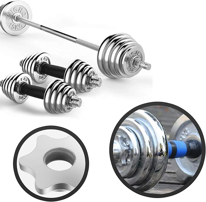 Lamoutor 2Pcs Anti-Slip Hex Nut 25mm Collar Screw for Barbell Dumbbell Weight Lifting (Silver 2pcs)