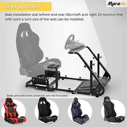 Marada Reinforced Stabilizing Racing Steering Wheel Cockpit Fit for Fanatec, for PXN, for Thrustmaster, for Logitech Device Adjustable Driving Simulator Stand, Wheel Pedal Handbrake Not Included