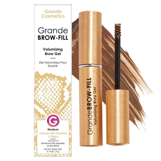 Grande Cosmetics Brow Gel - Volumizing Tinted or Clear Eyebrow Mascara for Soft Flexible Hold | Water Resistant