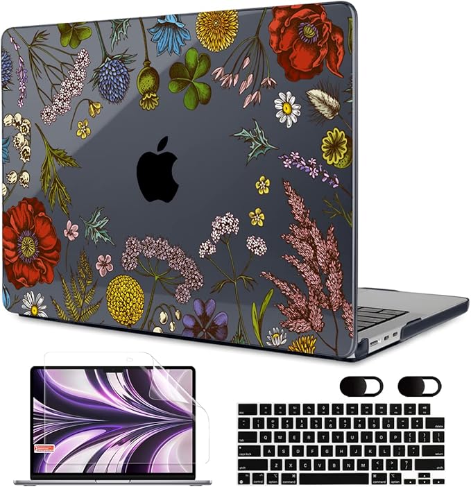 MEEgoodo Case for M5/M4/M3/M2 MacBook Air 13.6 inch 2026 2025 2024 2022, Fit Model A3449/A3240/A3113/A2681, Case Compatible with MacBook Air 13 inch, Clover
