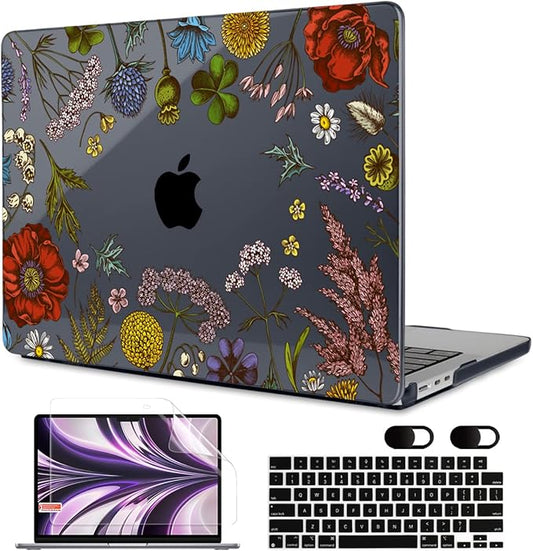 MEEgoodo Case for M5/M4/M3/M2 MacBook Air 13.6 inch 2026 2025 2024 2022, Fit Model A3449/A3240/A3113/A2681, Case Compatible with MacBook Air 13 inch, Clover