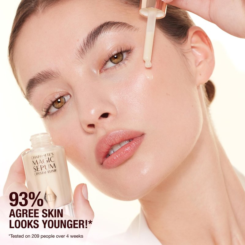 Charlotte Tilbury Magic Serum Crystal Elixir - Anti Aging Skincare Set - Face Firming Peptide, Brightening Vitamin C Serum & Glow-Boosting Niacinamide - Perfect for Gifting & Makeup Pairings (30ml)