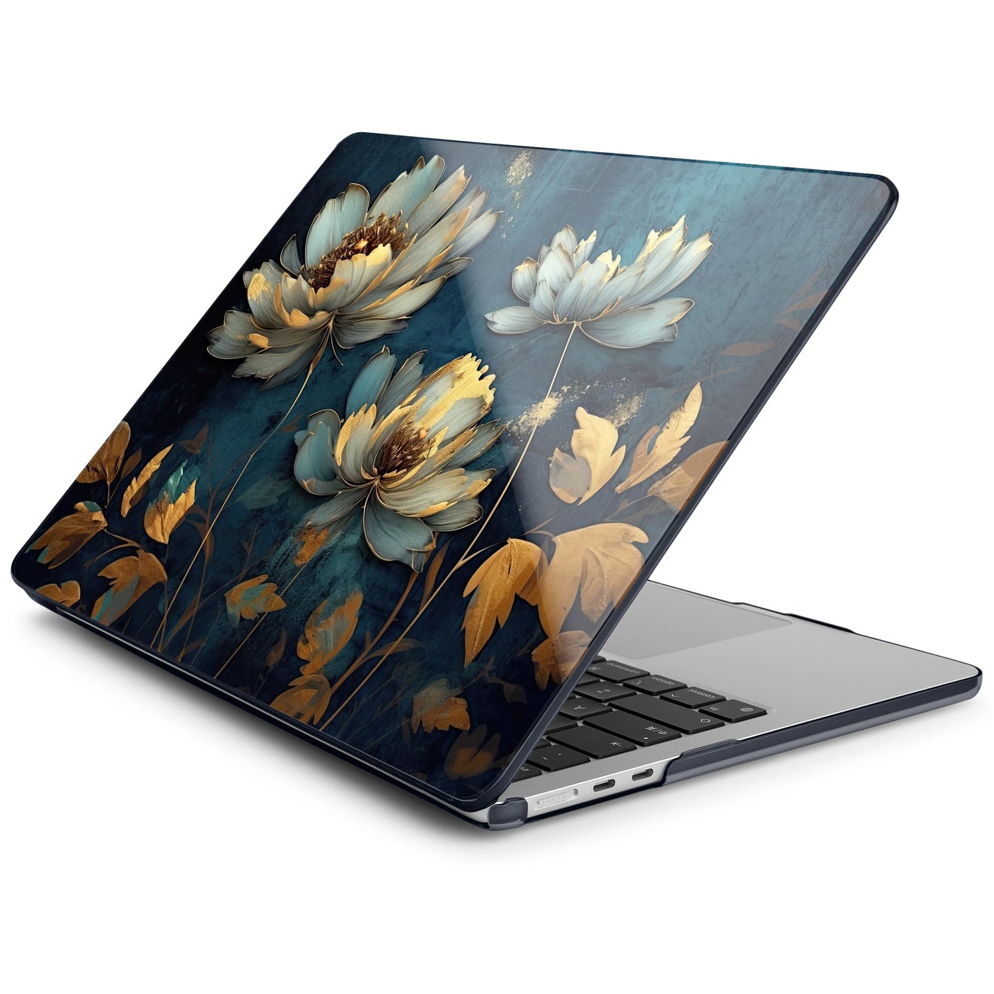 Batianda Premium Case for New MacBook Air 15 inch with M5 M4 M3 M2 Chip 2026 2025 2024 2023 Release, Designed Ultra-Slim Hardshell & Keyboard Cover & Screen Protector 4-in-1 Bundle, Blooming Flowers