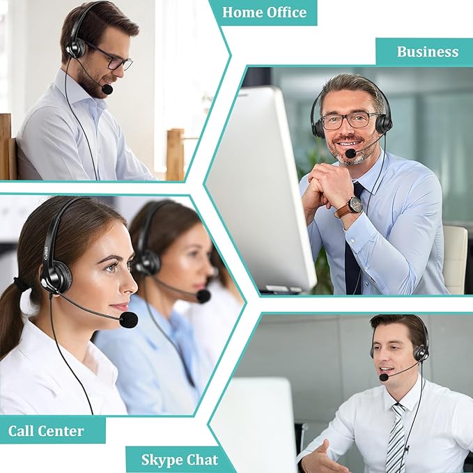 Callez 3.5mm Headset with Microphone Noise Cancelling for Cell Phone PC Laptop, Stereo Computer Headphones for iPhone Android Call Center Office Skype, in-line Control, Clear Chat