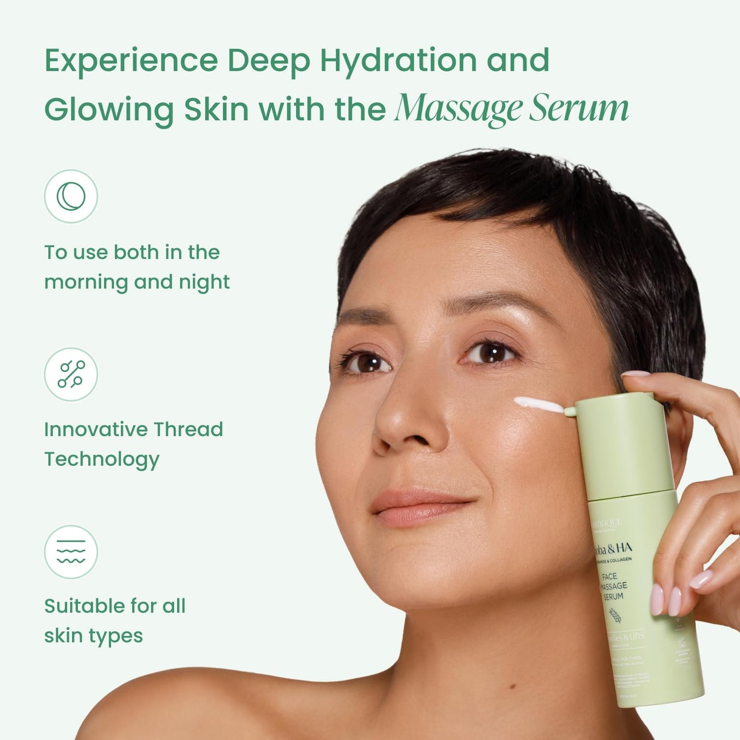 PLANTIFIQUE Massage Set: Jade Gua Sha & Korean Face Serum for Glowing Skin