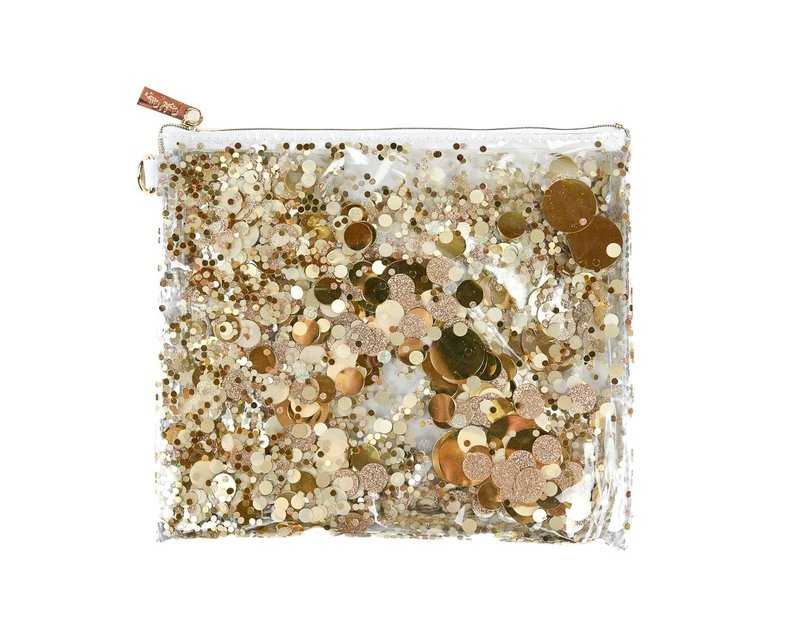 Packed Party Spirit Squad Confetti Everything Pouch, Makeup Bag, Travel Bag,Cosmetic Bag for Women (Good As Gold)