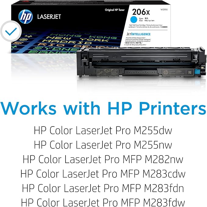 HP 206X Cyan High-Yield Toner Cartridge | Works with Color LaserJet Pro M255, MFP M282, M283 Series | W2111X