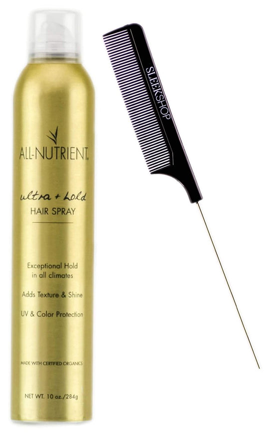 All Nutrient Ultra + Hold Hair Spray, Aerosol Exceptional Hold Harispray (w/Sleek Comb) Hairspray, UV+ Color Protection, 100% Vegan (10 OUNCE SIZE)