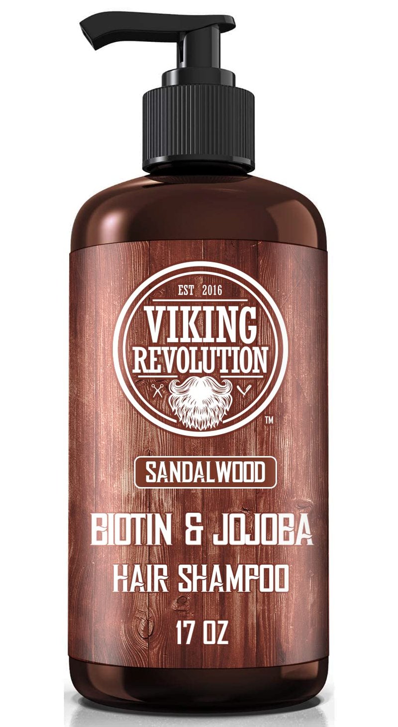 Viking Revolution Sandalwood Shampoo and Conditioner Set with Biotin and Jojoba Oil - Natural Hair Shampoo and Hair Conditioner for Men with Vitamin B5 (17 Oz)
