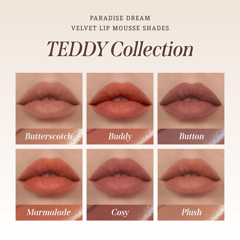 DEARDAHLIA Paradise Dream Velvet Lip Mousse (October) - Vegan Soft-Matte Lip Tint with Lightweight, Buildable, Long-Lasting Color, Whipped Mousse Texture. Cruelty-Free. 0.21 Fl oz