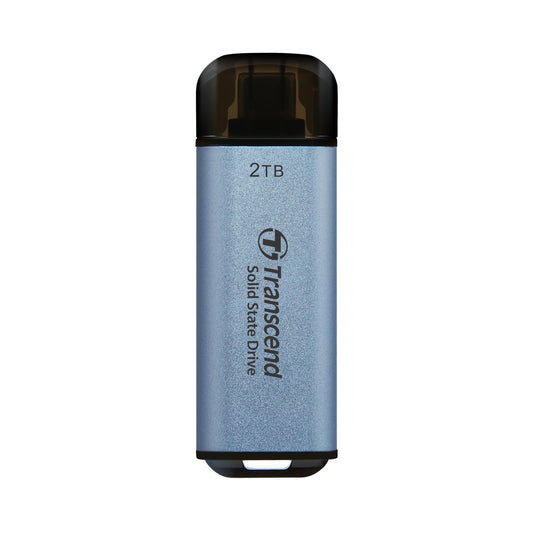Transcend ESD300 2TB External SSD, Up to 1,050MB/s, Type C USB Drive for iPhone17,16,15, iPad&Mac/Pixel10/Tesla/Steam Deck/ROG Ally/MSI Claw/Android/PS5, Smart TV, USB 3.2 Gen2 Portable SSD- Sky Blue
