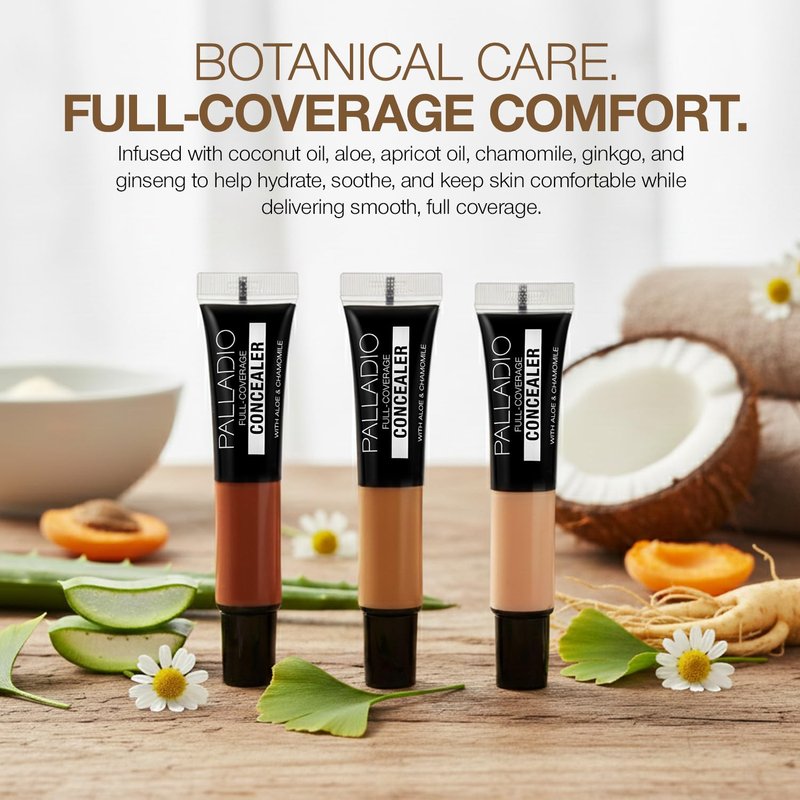 Palladio Full Coverage Concealer - Creamy Face & Under Eye Formula, Disguises Dark Circles, Blemishes, Fine Lines, Evens Skin Tone (Green Tea)