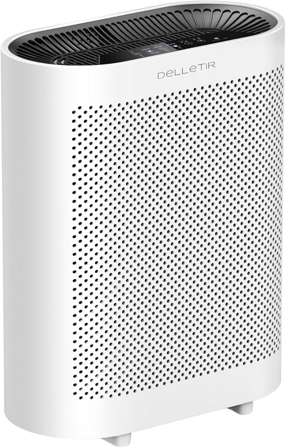 DELLETIR Desktop Air Purifier with 3-in-1 True HEPA Filter, Ultra Quiet Less Than 32dB Small Air Cleaner for Home Office Bedroom, Captures 99.97% Smoke Dust Pet Dander, EPI810