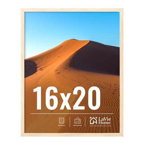 LaVie Home 16x20 Picture Frame for Wall Display, 16x20 Oak Picture Frame with HD Plexiglas, 16 x 20 Poster Frame 1 Pack, Display Frame for Vertical or Horizontal, Classic Collection