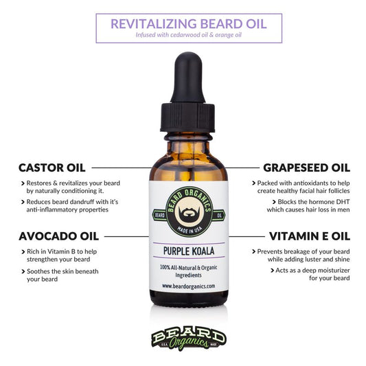 Beard Organics Purple Koala Beard Oil | Eucalyptus & Lavender