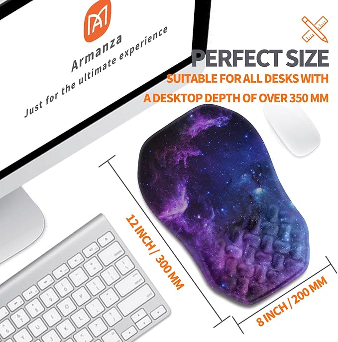 Armanza Ergonomic Slope Mouse Pad Wrist Support, Wrist Rest Mousepad for Carpal Tunnel Pain Relief with Massage Bulge and Slow Rebound Memory Foam (12x8 inch, Galaxy)