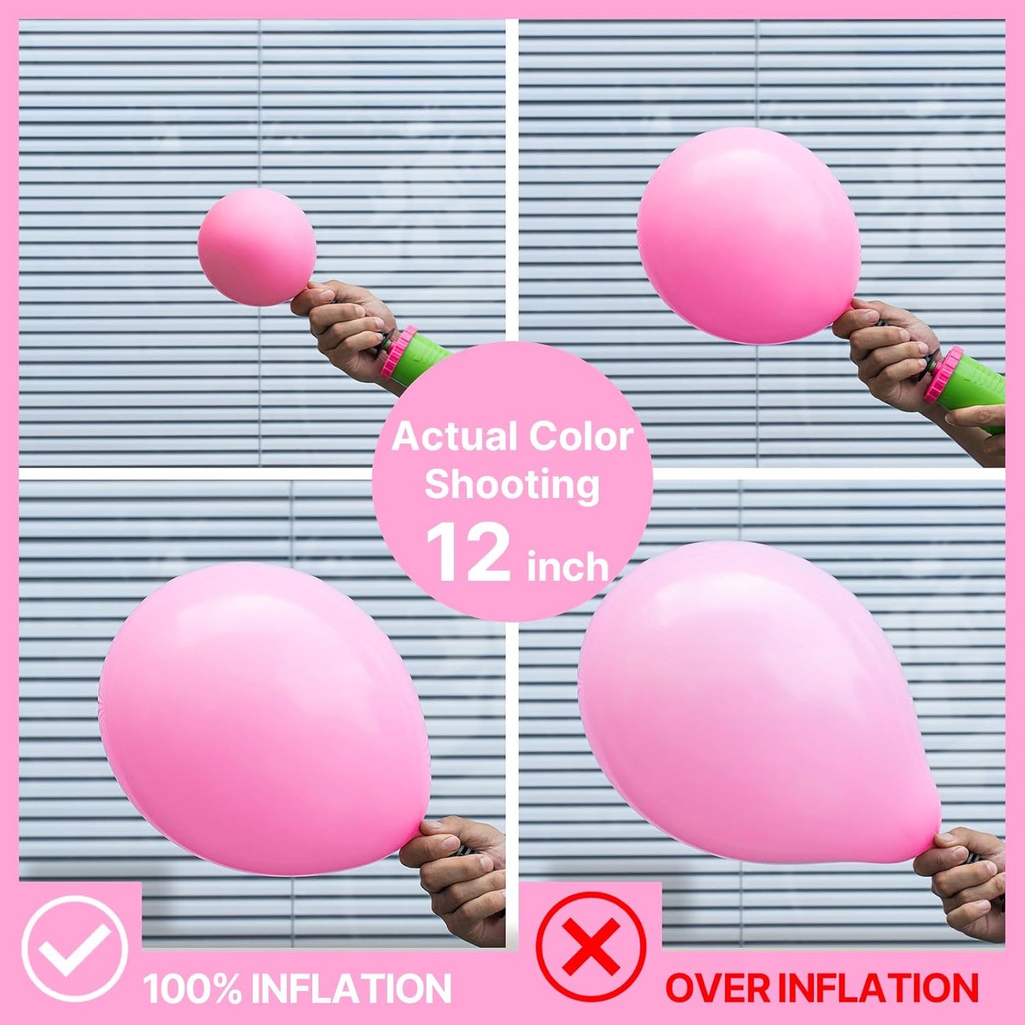 PartyWoo Pink Balloons - 100pcs Matte Pink Balloon Arch Kit for Baby Showers & Parties | Various Sizes 5-36 Inch